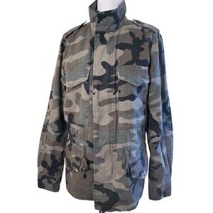 Club Monaco Womens Jacket Green Tan Camo Gorpcore Camping Utility Hiking Coat XS